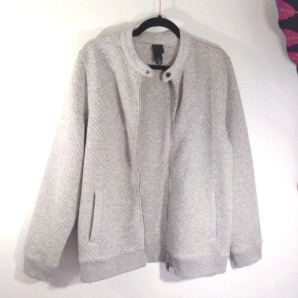 CLEARANCE H&M Quilted Jacket Dove Grey Silver Medium Soft Comfy Gray Zipper M - Picture 1 of 16